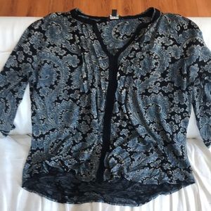 Lucky brand paisley jersey top size XL